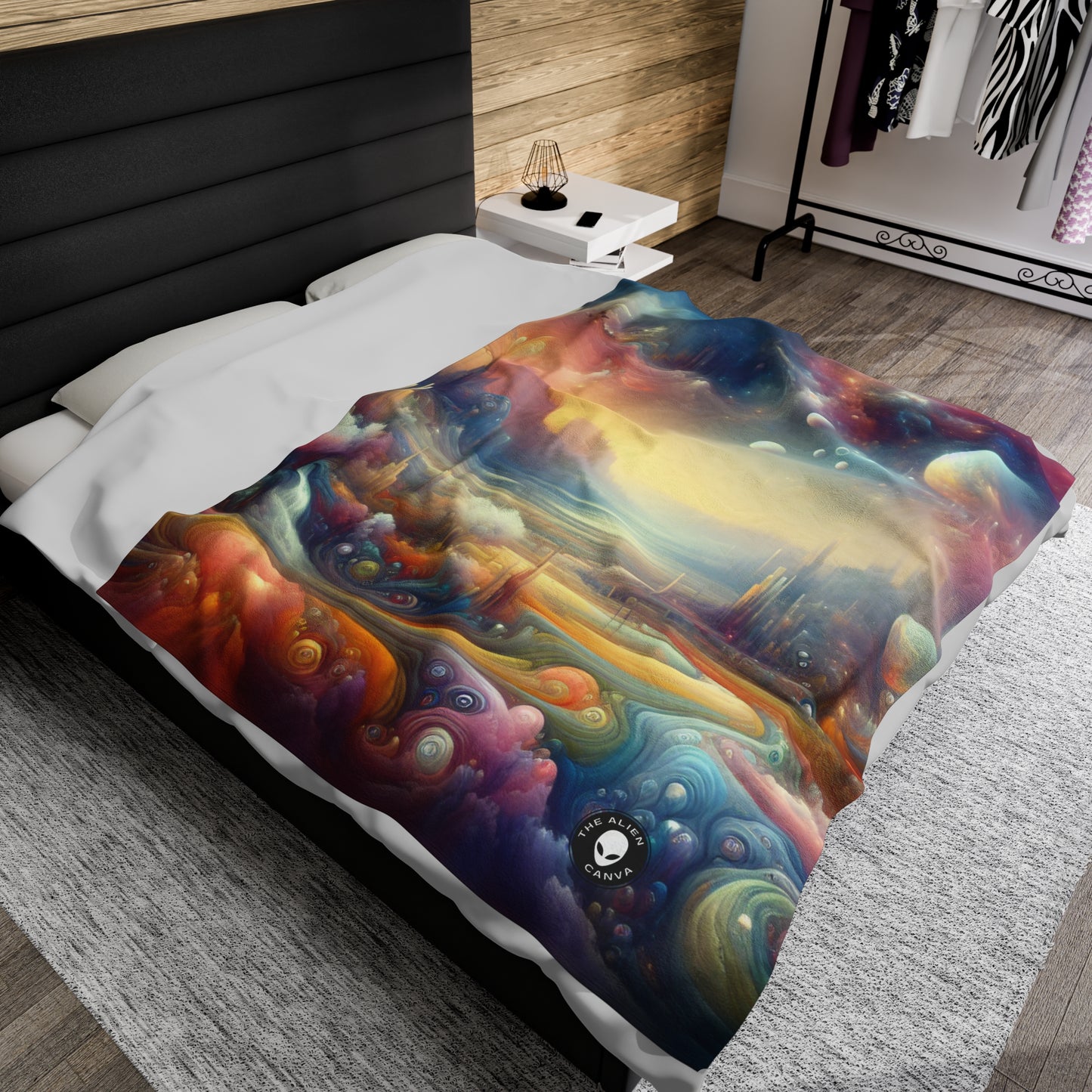 « Dreamscape Delights : A Surreal Painting » - La couverture en peluche Alien Velveteen