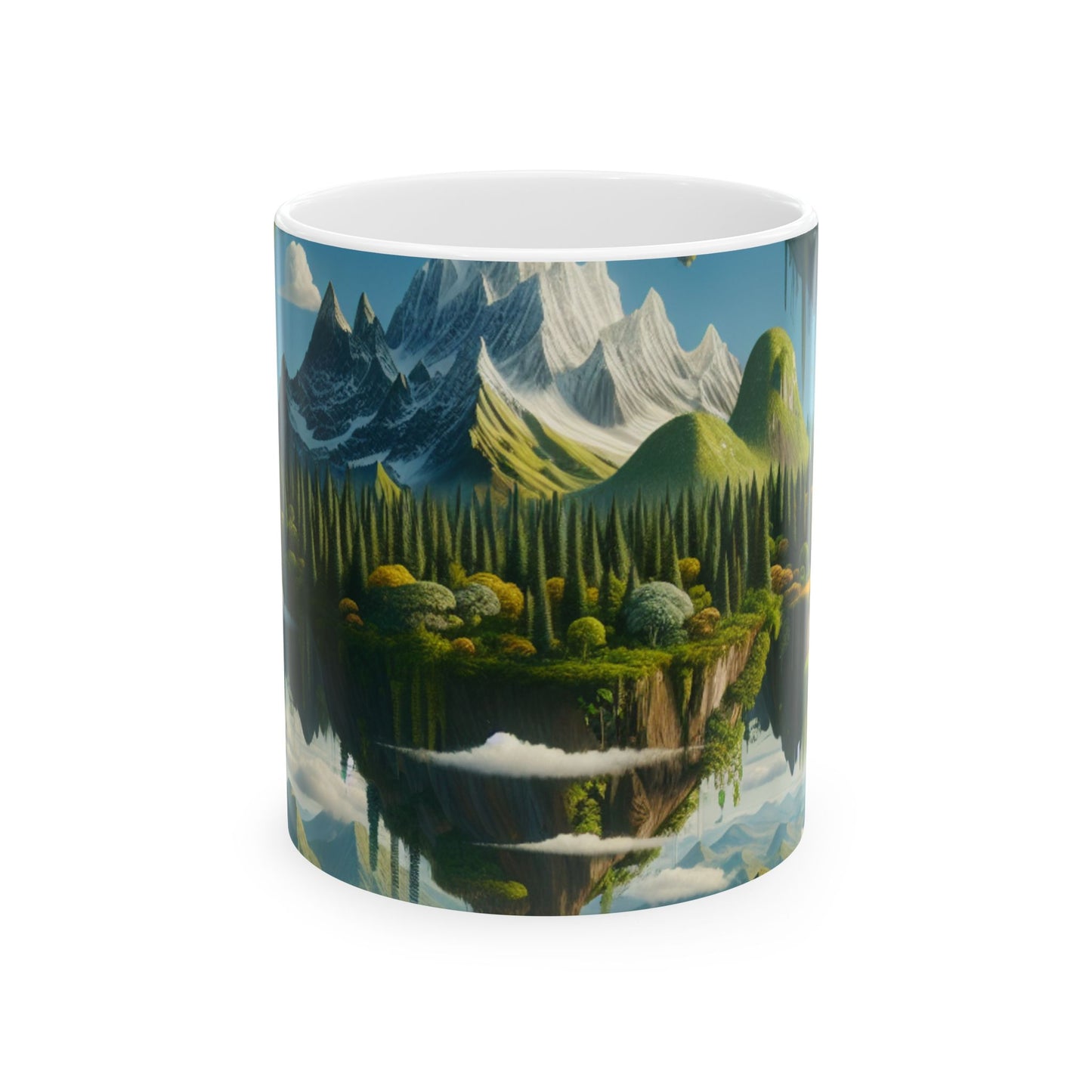 « Les îles élémentaires : un voyage onirique à travers les merveilles de la nature » – Tasse en céramique Alien 11 oz