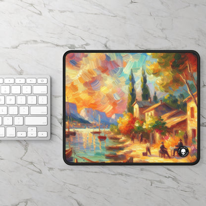 Golden Dusk: A Serene Impressionist Stroll by the Water - The Alien Gaming Mouse Pad Impressionism