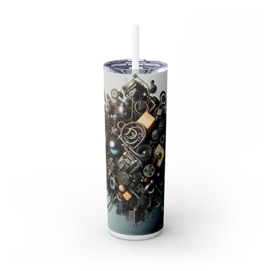 "Nature's Tapestry: Assemblage Art Piece" - The Alien Maars® Skinny Tumbler with Straw 20oz Assemblage Art