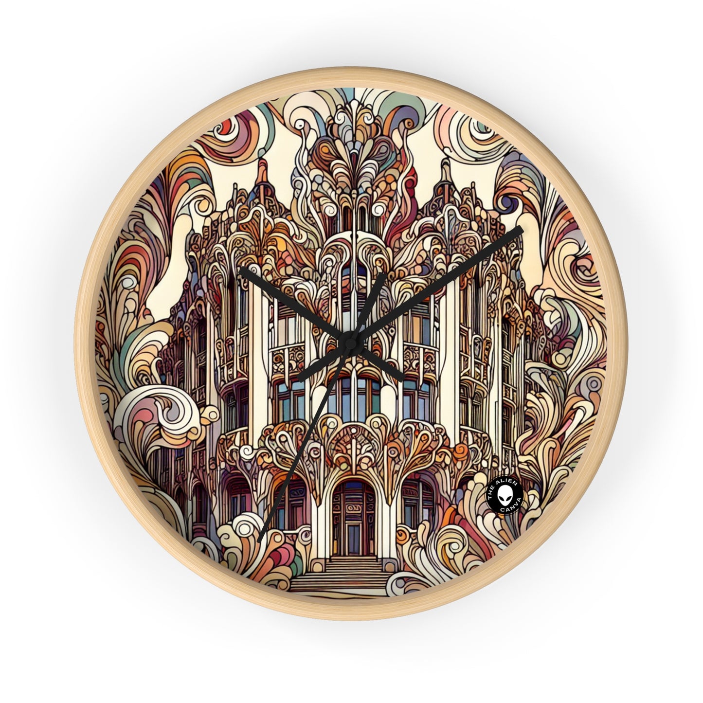 "Estaciones encantadas: Ilustración del bosque Art Nouveau" - El reloj de pared alienígena Art Nouveau