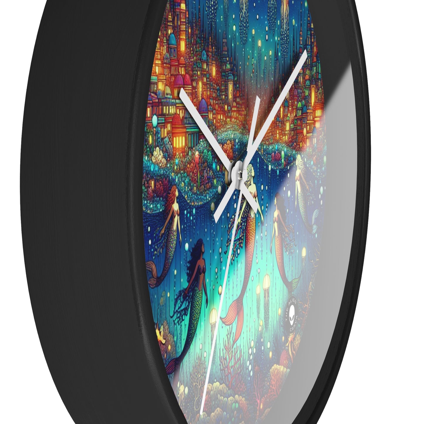 "Glowing Jellyfish City: A Whimsical Underwater World" - The Alien Wall Clock