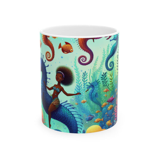 Enchanted Aquatic Realm: Mermaids and Seahorses - The Alien Ceramic Mug 11oz