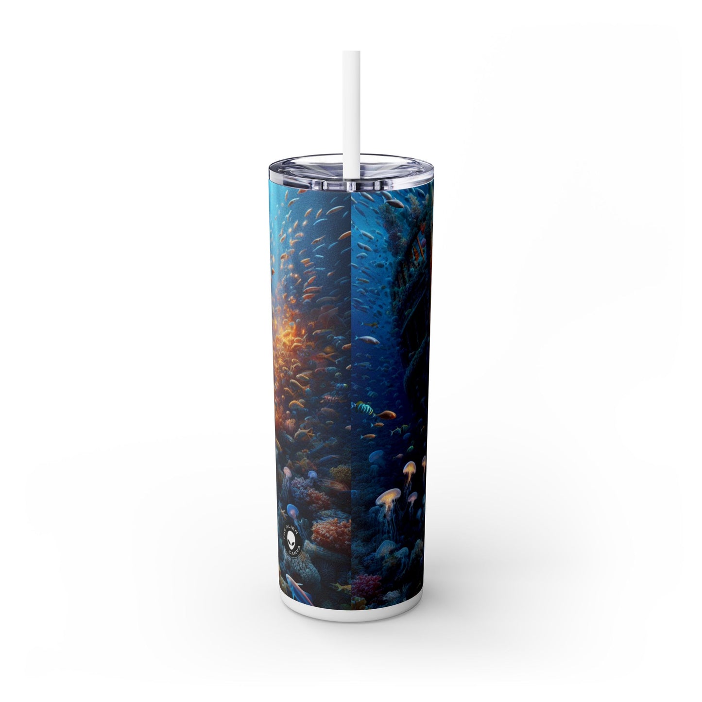 "Enigmatic Underwater World" - The Alien Maars® Skinny Tumbler with Straw 20oz