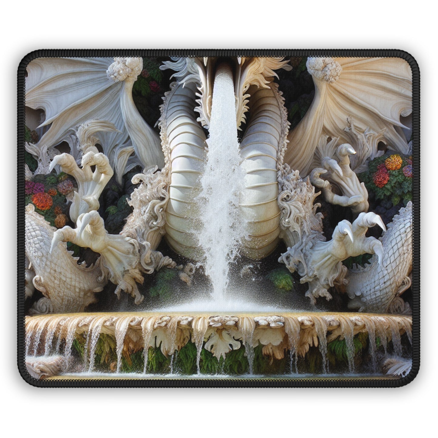 "Fiery Dragon Fountain: Heaven's Cascade" - The Alien Gaming Mouse Pad Rococo Style