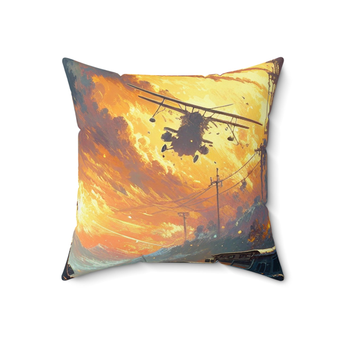 "Recreating a Game-themed Masterpiece" - The Alien Spun Polyester Square Pillow Video Game Art Style