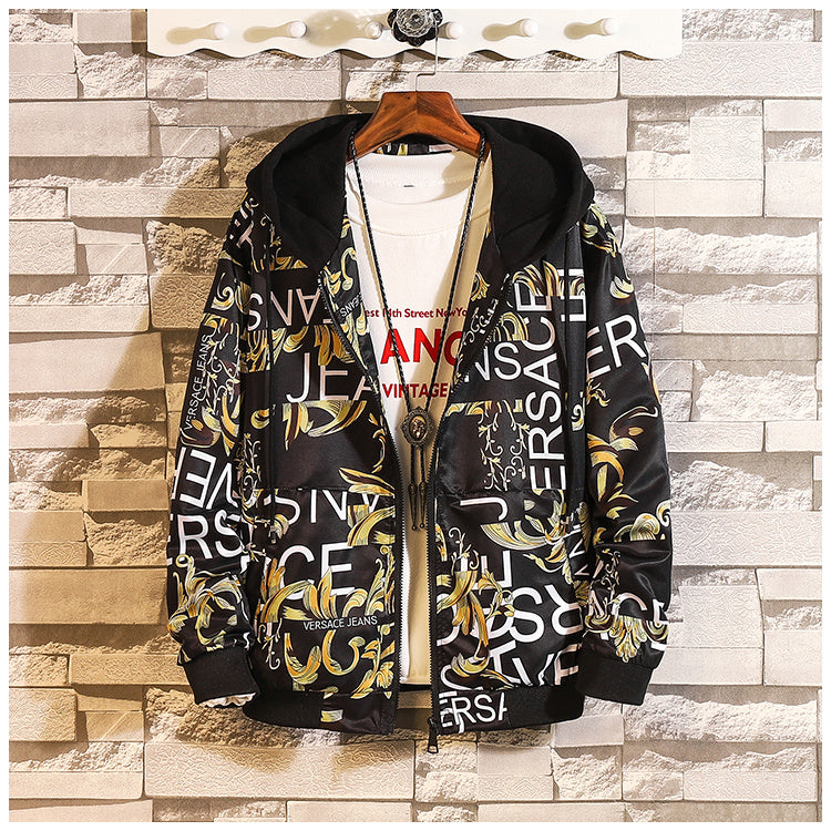 Printed hooded jacket