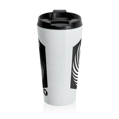 "Convolutional Cube: An Optical Illusion of Unceasing Movement" - The Alien Stainless Steel Travel Mug Op Art