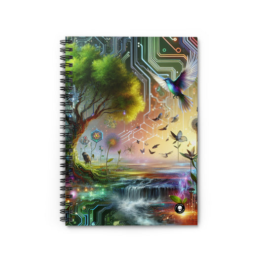 "Techno-Natural Fusion: The Future of Bio Art" - The Alien Spiral Notebook (Ruled Line) Bio Art