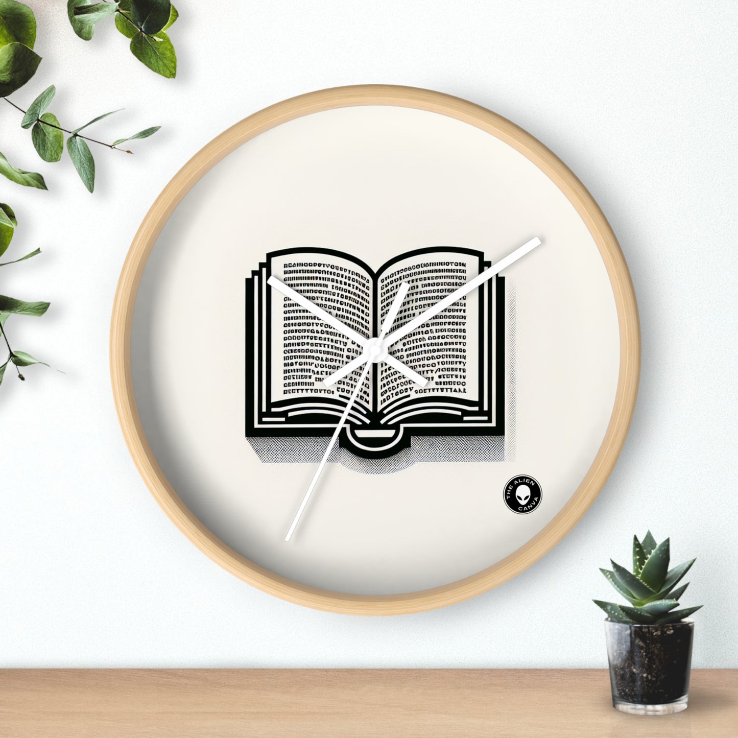 "A Singular Story: Monochrome Typography" - The Alien Wall Clock Minimalism