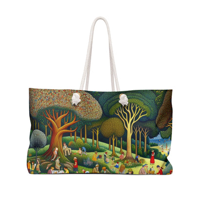 "Délices fantaisistes du village" - Le sac de week-end Alien Naïve Art