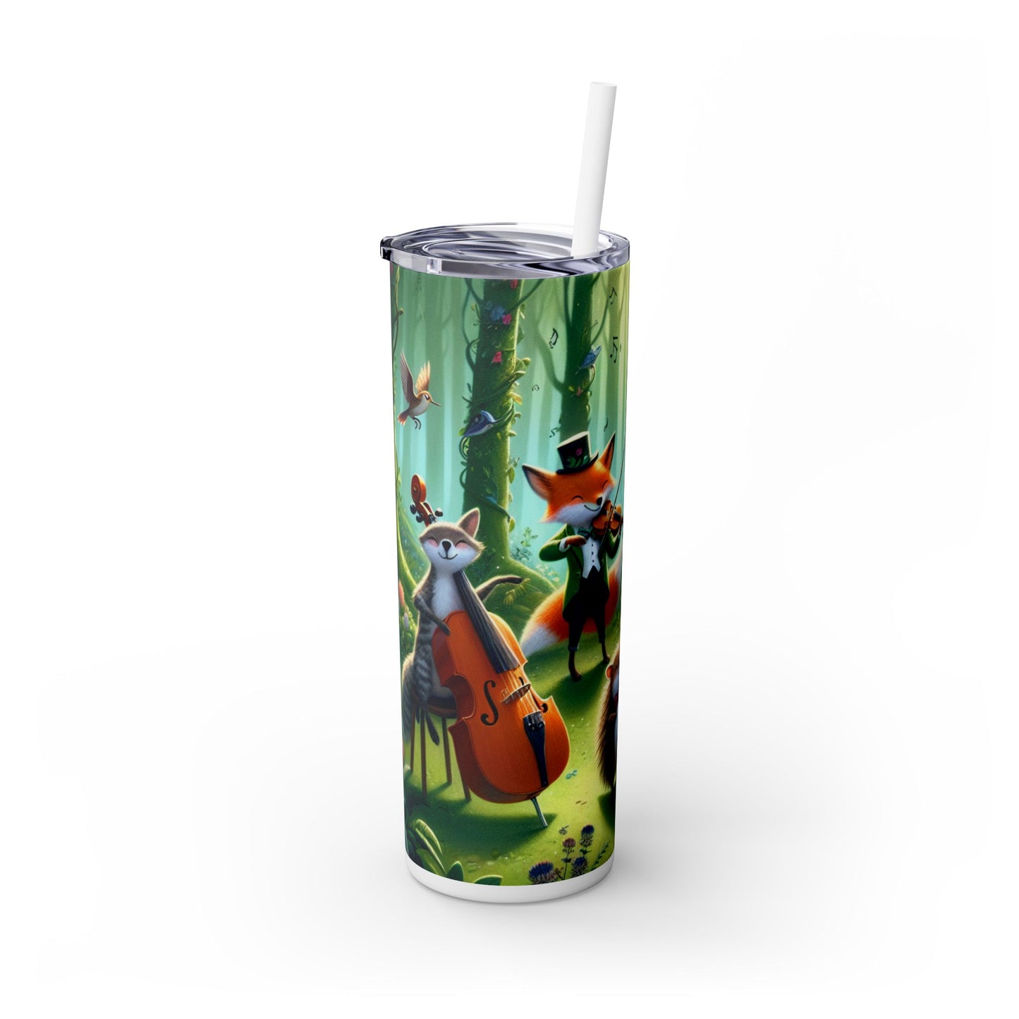 "Melodious Menagerie: Musical Animals in the Enchanted Forest" - The Alien Maars® Skinny Tumbler with Straw 20oz