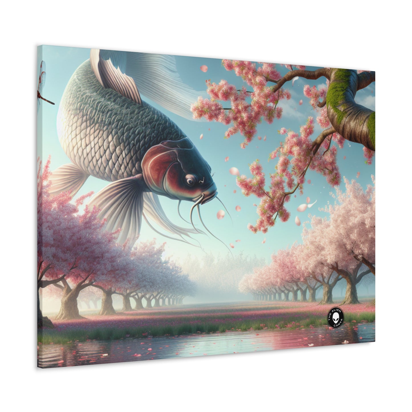 « Poissons koï dans les fleurs de cerisier : la beauté de la nature » ​​– The Alien Canva