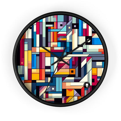 "Futuristic Cityscape: A Geometric Perception" - The Alien Wall Clock Hard-edge Painting