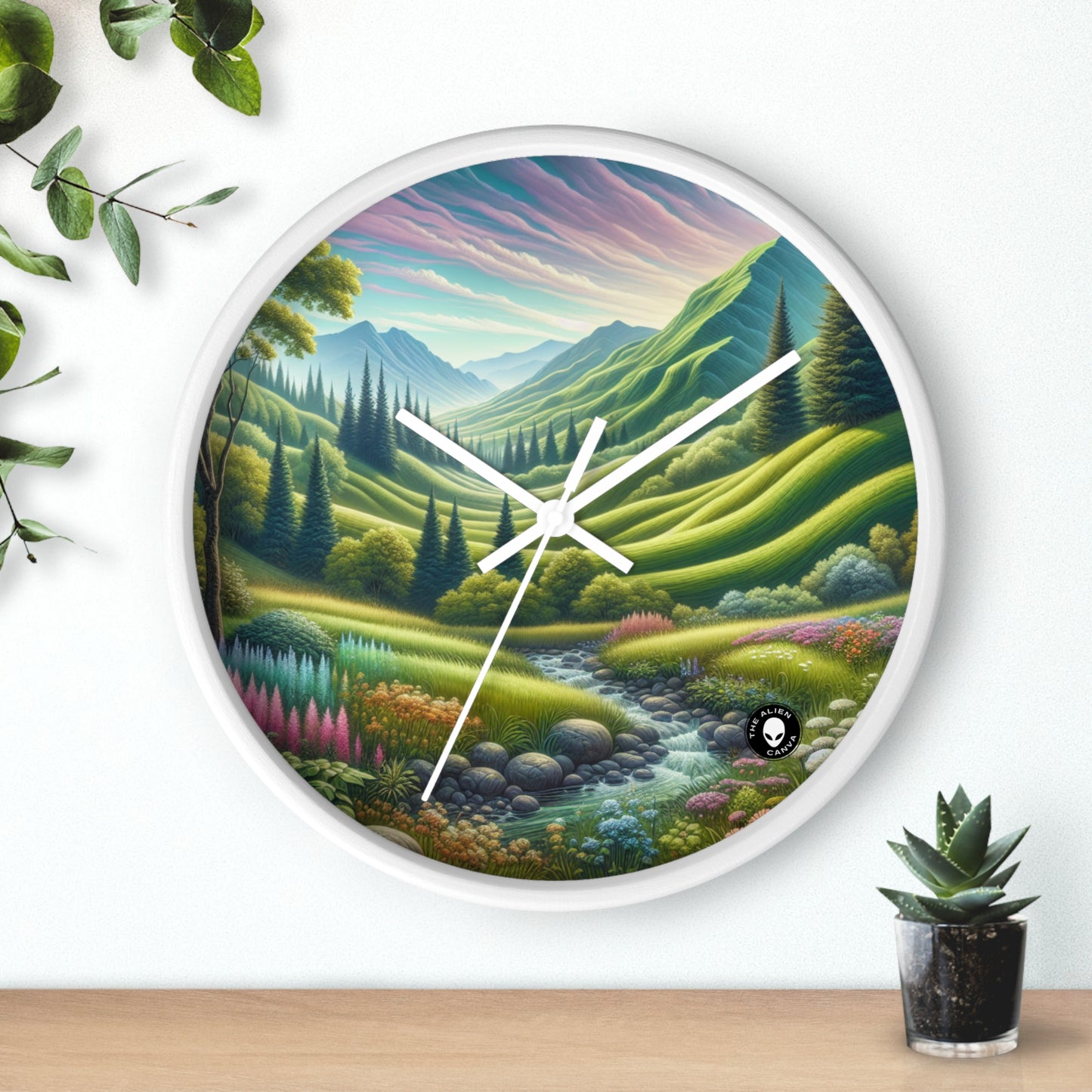 "Saisons en sérénité : un voyage artistique environnemental" - L'horloge murale extraterrestre Art environnemental