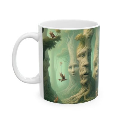 "Bosque susurrante encantado" - Taza de cerámica alienígena de 11 oz