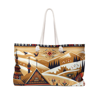 "Ukrainian Village Symphony: A Colorful Folk Art Reflection" - The Alien Weekender Bag Folk Art