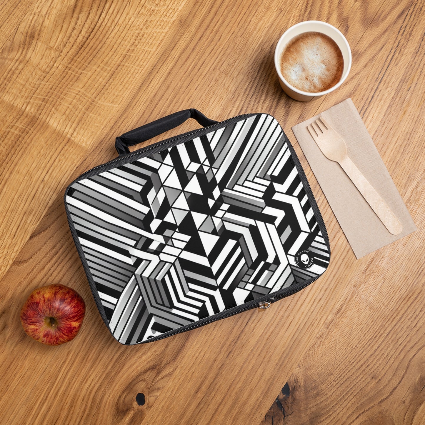 "Perception in Motion: A Mind-Bending Op Art Masterpiece"- The Alien Lunch Bag Op Art