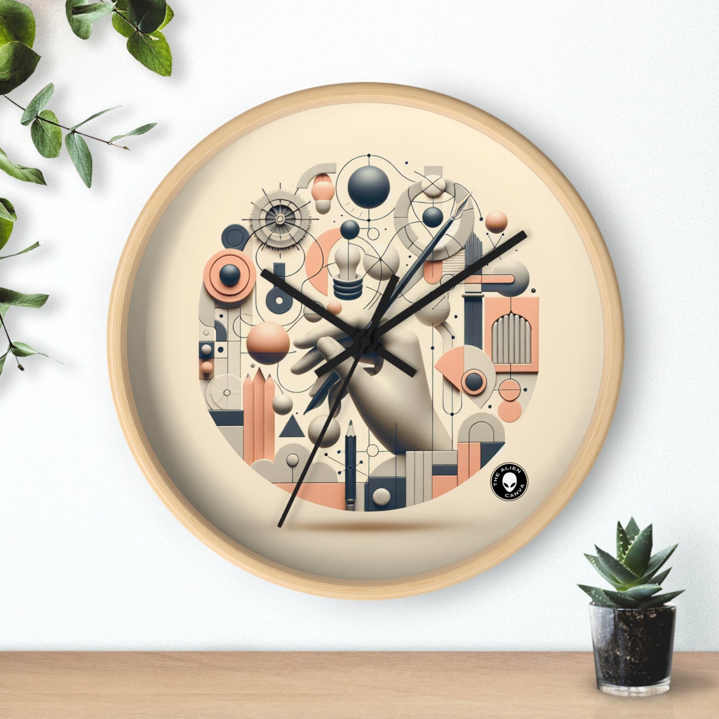 "Tech-Nature Fusion: An Artistic Exploration" - The Alien Wall Clock Conceptual Art