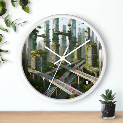 "Utopía futurista: naturaleza y tecnología en armonía" - El reloj de pared alienígena