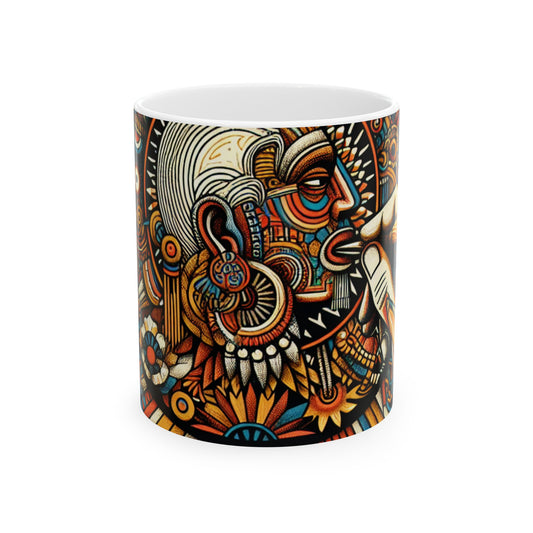 "Resurgimiento: Navegando la identidad poscolonial a través del arte" - La taza de cerámica alienígena Arte poscolonial de 11 oz