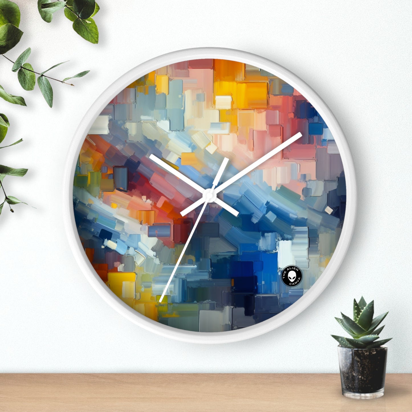 "Coucher de soleil tranquille : une peinture de champ de couleur pastel doux" - La peinture de champ de couleur de l'horloge murale extraterrestre