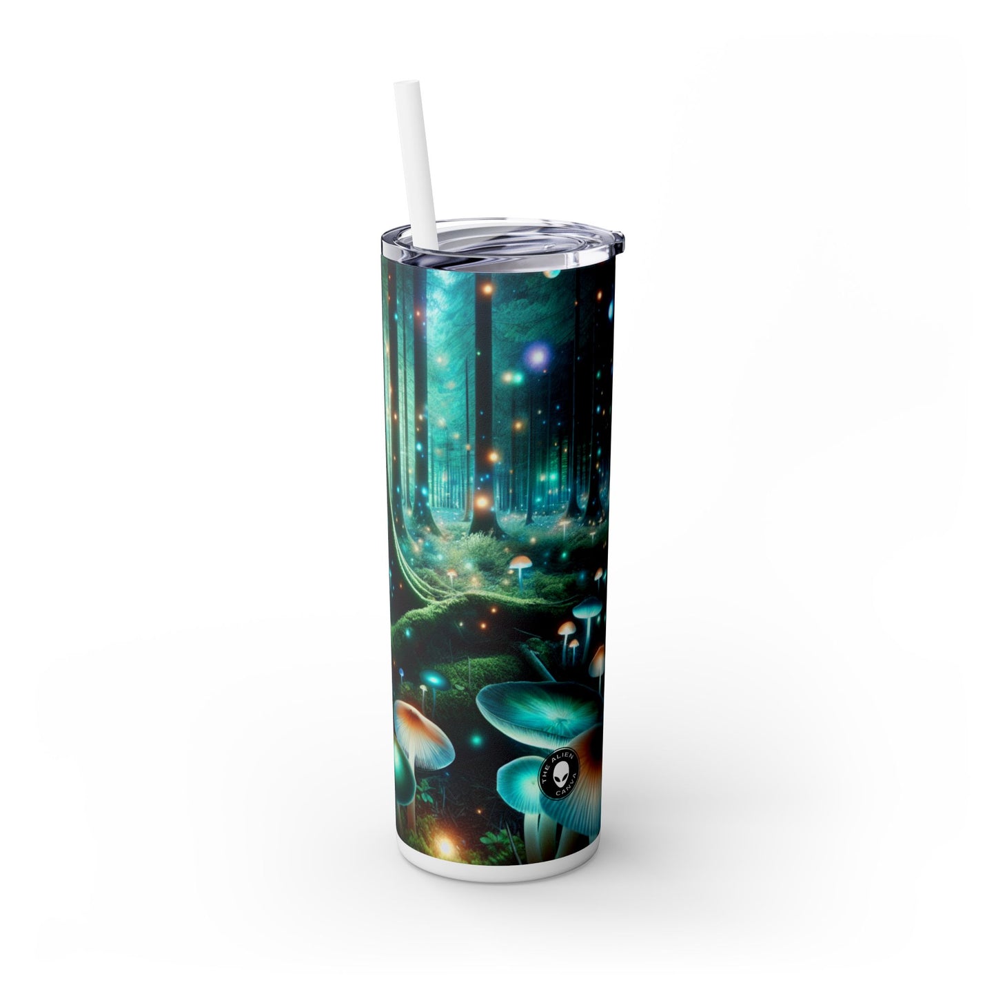 « Nuit enchantée dans la forêt de champignons » - Le verre fin Alien Maars® avec paille 20 oz