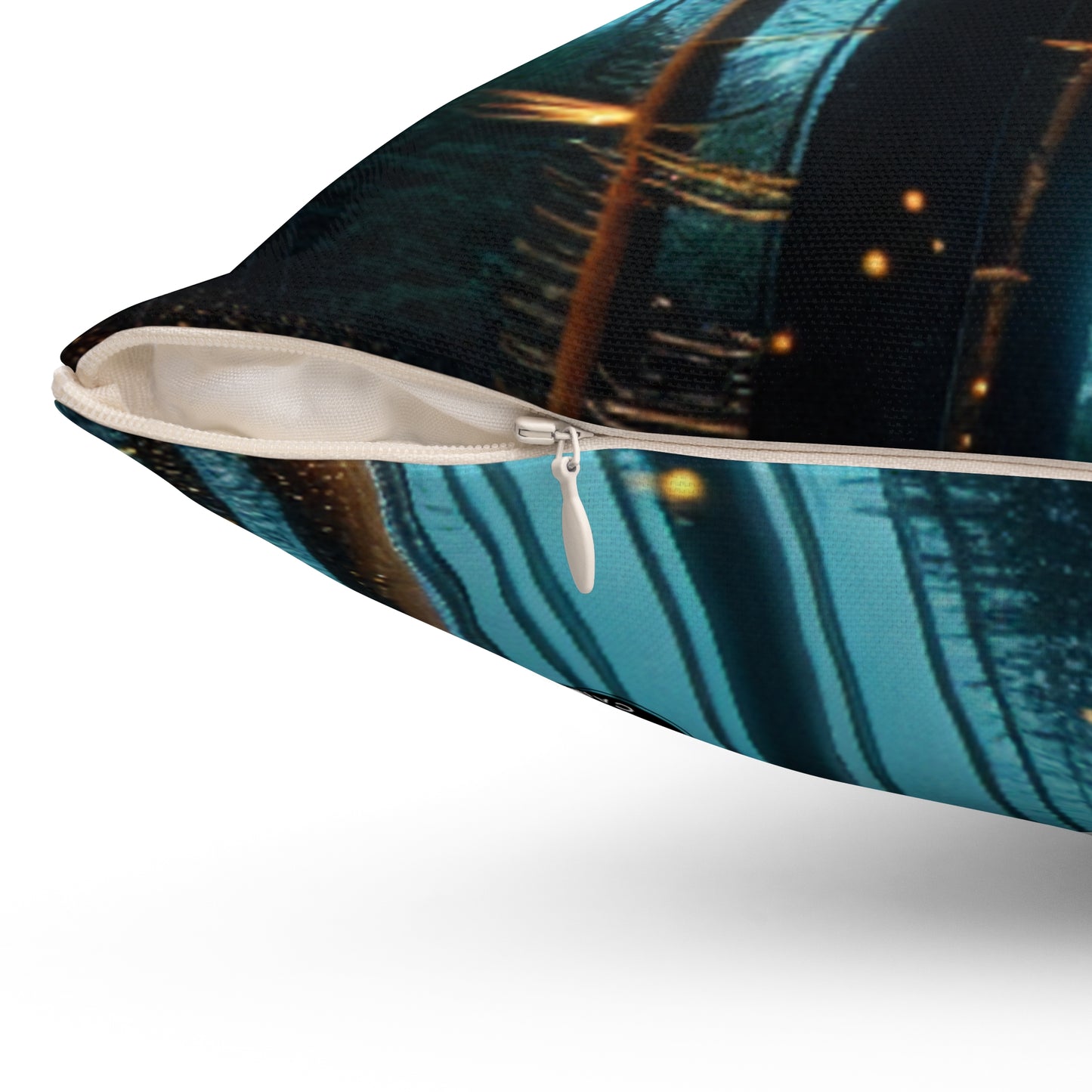 "Twilight Enchantment: Firefly Forest"- The Alien Spun Polyester Square Pillow