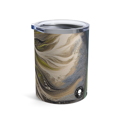 "Sandy Symphony: Un colorido mosaico de piedras en la playa" - The Alien Tumbler 10oz Land Art