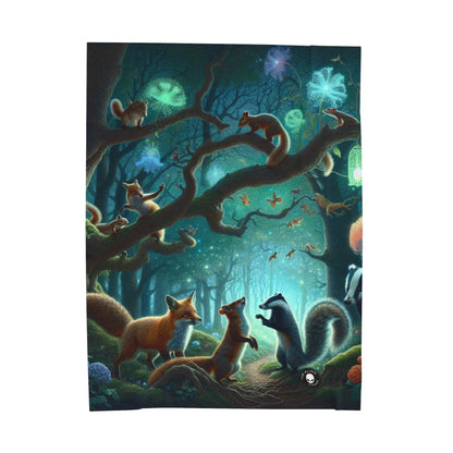 "Mystical Menagerie: Creatures frolicking in an enchanted forest" - The Alien Velveteen Plush Blanket