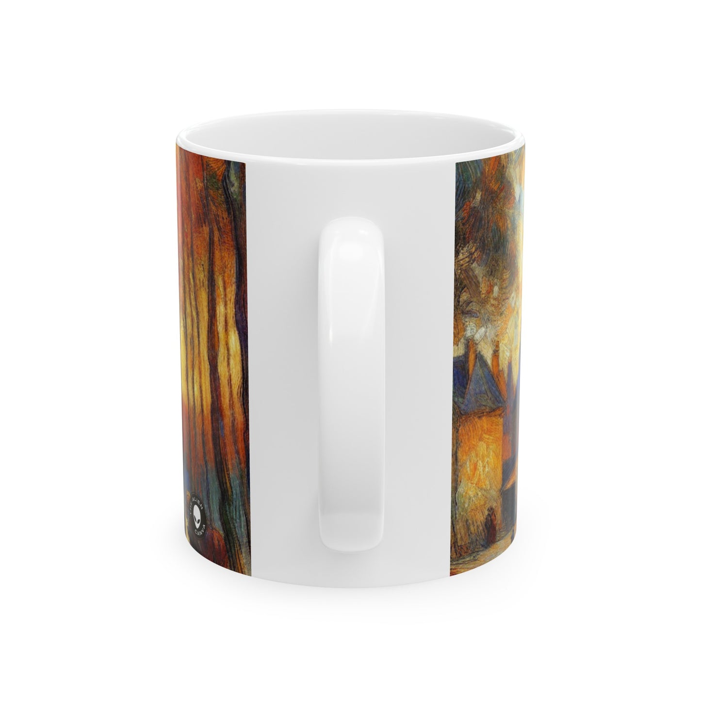 "Soirée pluvieuse : un paysage urbain postimpressionniste" - La tasse en céramique Alien 11oz Post-impressionnisme