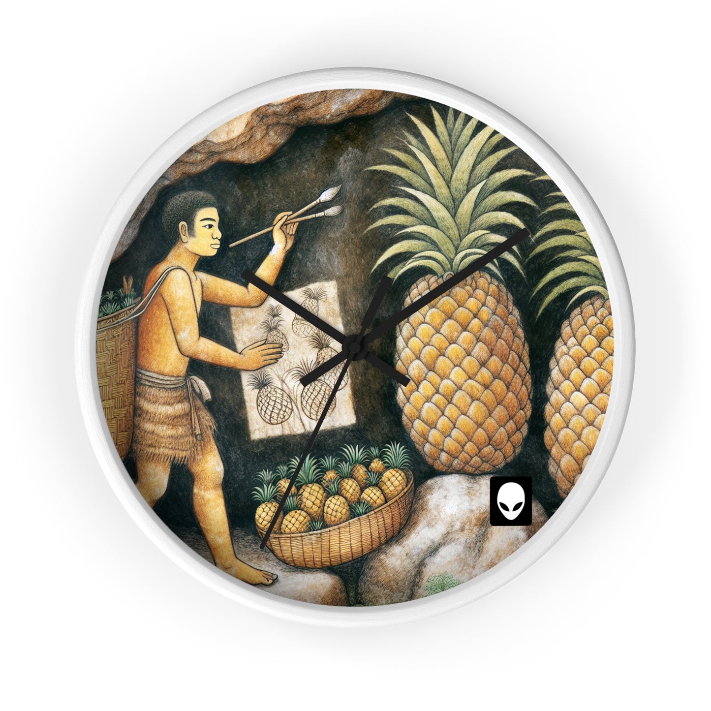 "Récolte d'ananas" - Le style de peinture rupestre de l'horloge murale extraterrestre