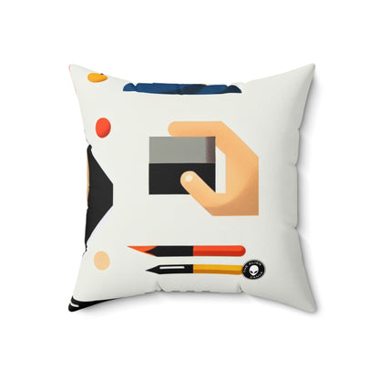 "Tranquil Geometry: Minimalist Landscape Art"- The Alien Spun Polyester Square Pillow Minimalist Art