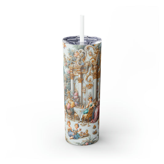 "A Garden of Rococo Delights: A Whimsical Extravaganza" - The Alien Maars® Skinny Tumbler with Straw 20oz Rococo