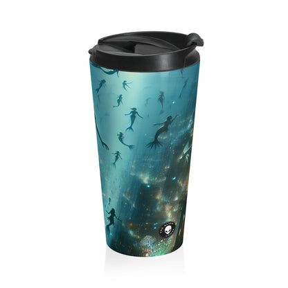 "Enchantment Below: A Bioluminescent Underwater Metropolis" - The Alien Stainless Steel Travel Mug