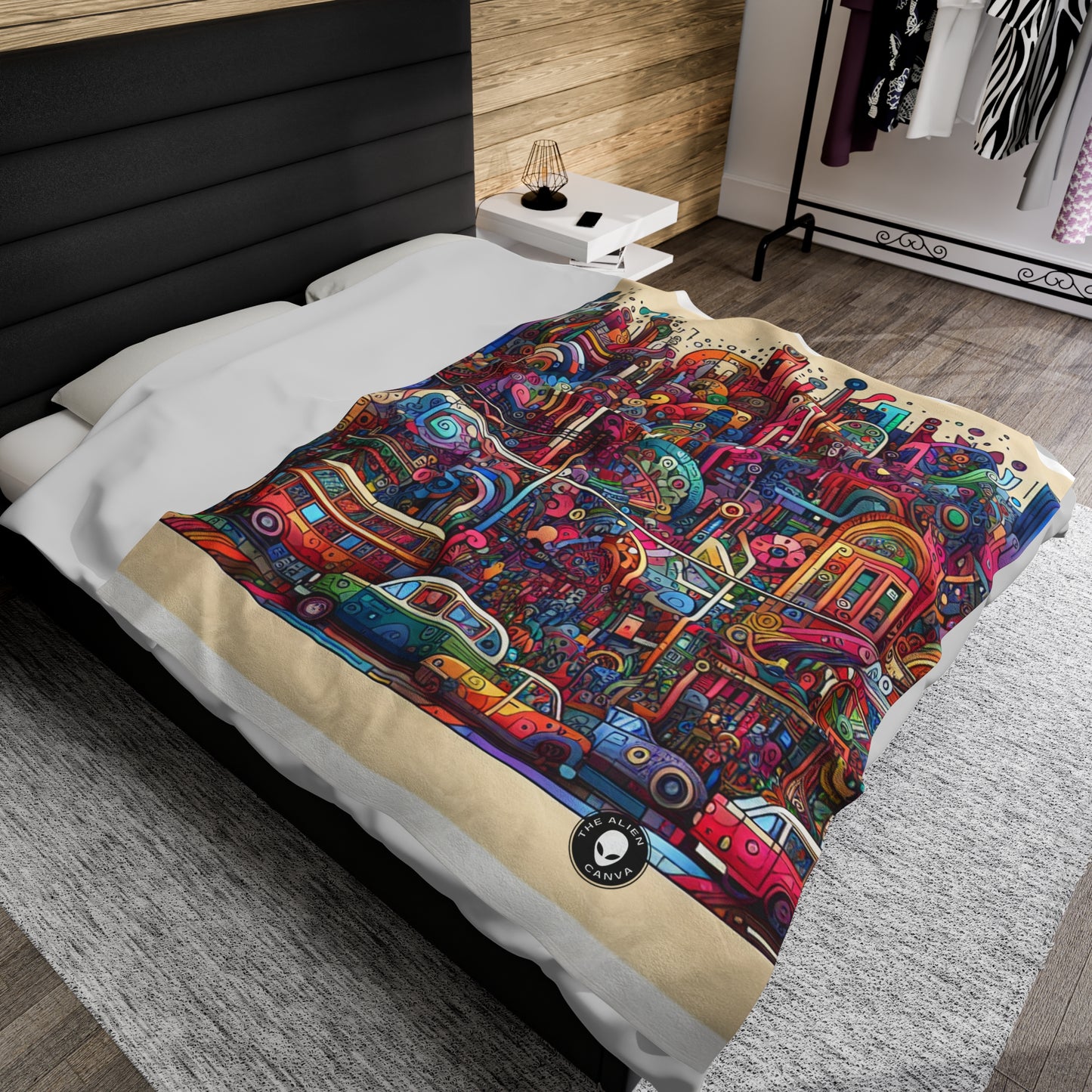 "Unidad en la diversidad: un mural de graffiti del reino animal" - The Alien Velveteen Plush Blanket Graffiti Art