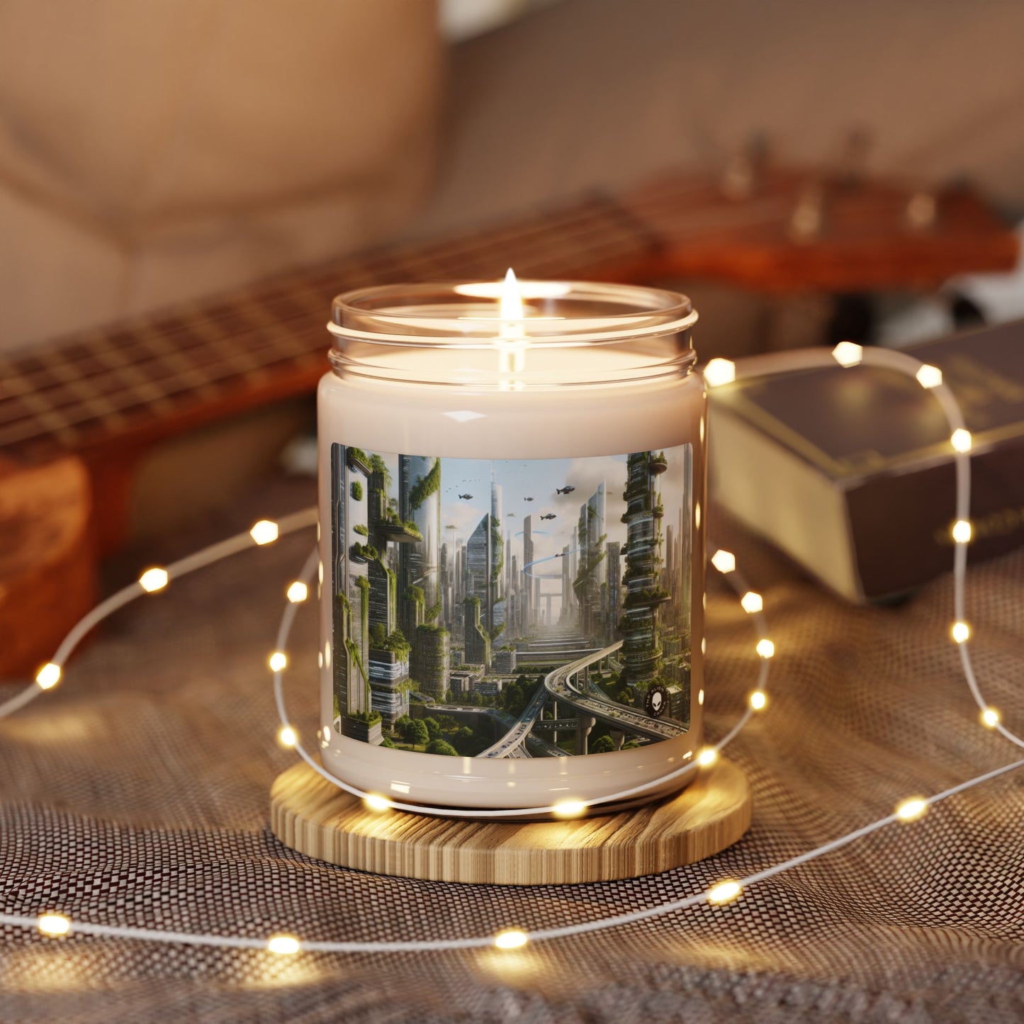 "Nature's Reclamation: A Futuristic Cityscape" - The Alien Scented Soy Candle 9oz