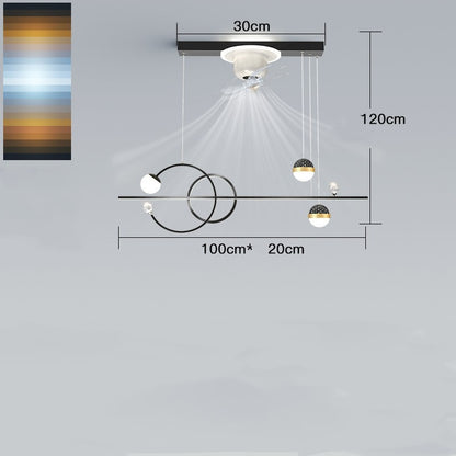 Modern Simple Bedroom Living Room Projection Fan Overhead Light