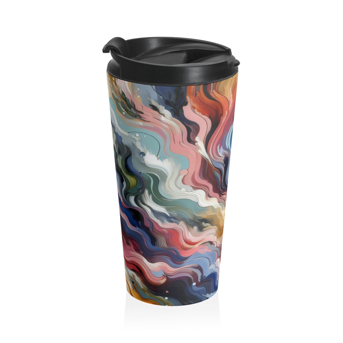 "Sunrise Serenity: Une peinture abstraite inspirée par le renouveau" - La tasse de voyage Alien en acier inoxydable Abstraction lyrique