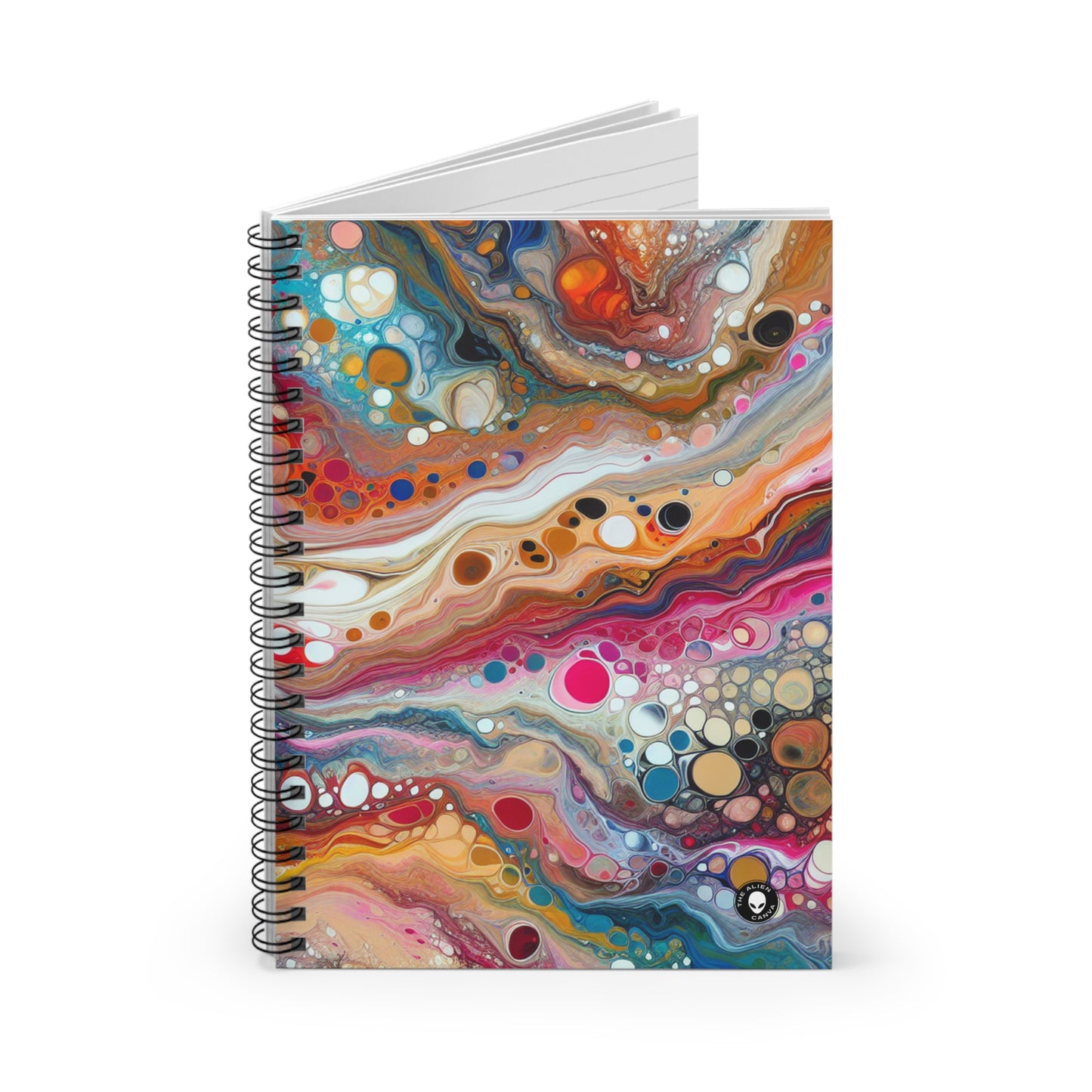 "Couleurs cosmiques : création d'une coulée acrylique fascinante inspirée des nébuleuses célestes" - Le carnet à spirale Alien (ligne lignée)