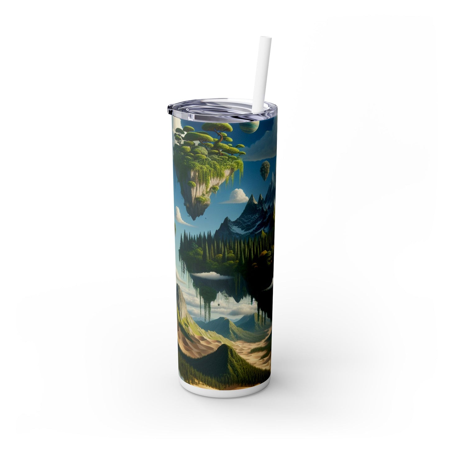 « Les îles élémentaires : un voyage onirique à travers les merveilles de la nature » - Le verre fin Alien Maars® avec paille 20 oz