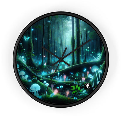 "Enchanted Night: Bioluminescent Forest" - The Alien Wall Clock