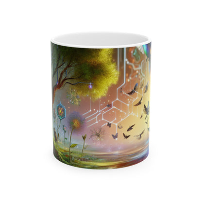 "Techno-Natural Fusion: The Future of Bio Art" - The Alien Ceramic Mug 11oz Bio Art