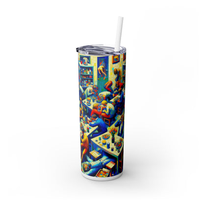 "Subway Soliloquy" - The Alien Maars® Skinny Tumbler with Straw 20oz Stuckism