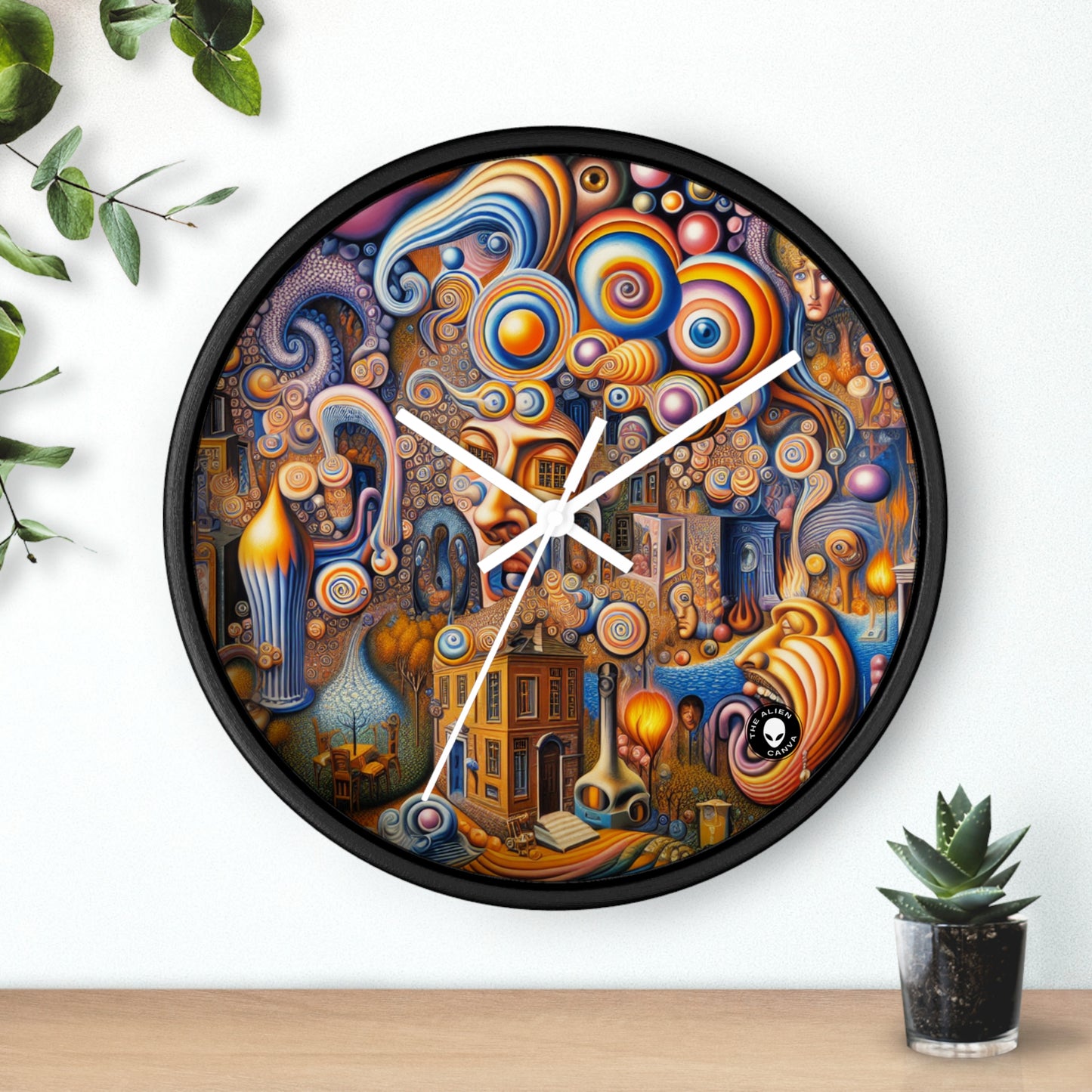 "Melted Time: A Whimsical Dance of Dreams" - The Alien Wall Clock Surrealism