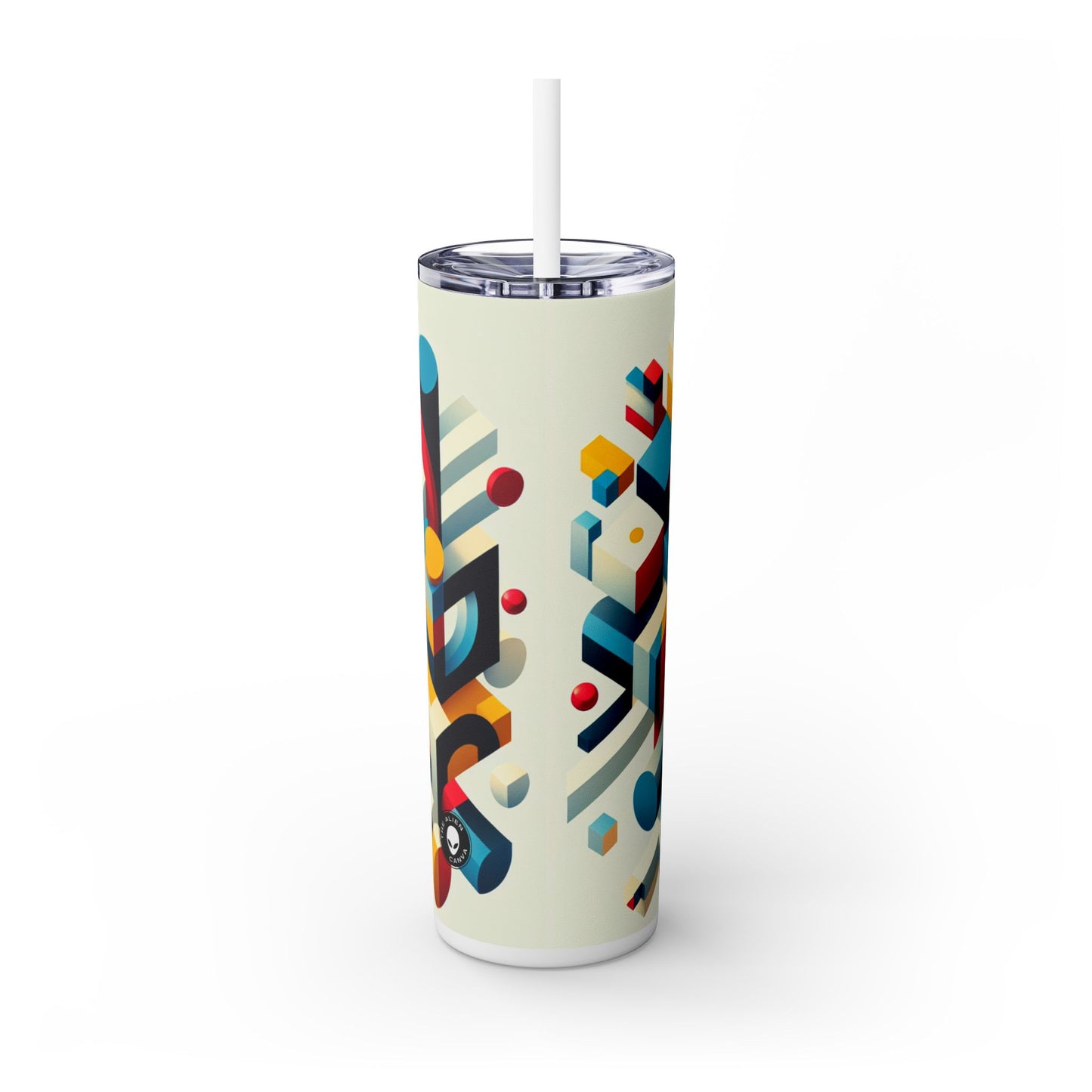 "Harmonious Balance: Geometric Abstract Art" - The Alien Maars® Skinny Tumbler with Straw 20oz Geometric Abstraction