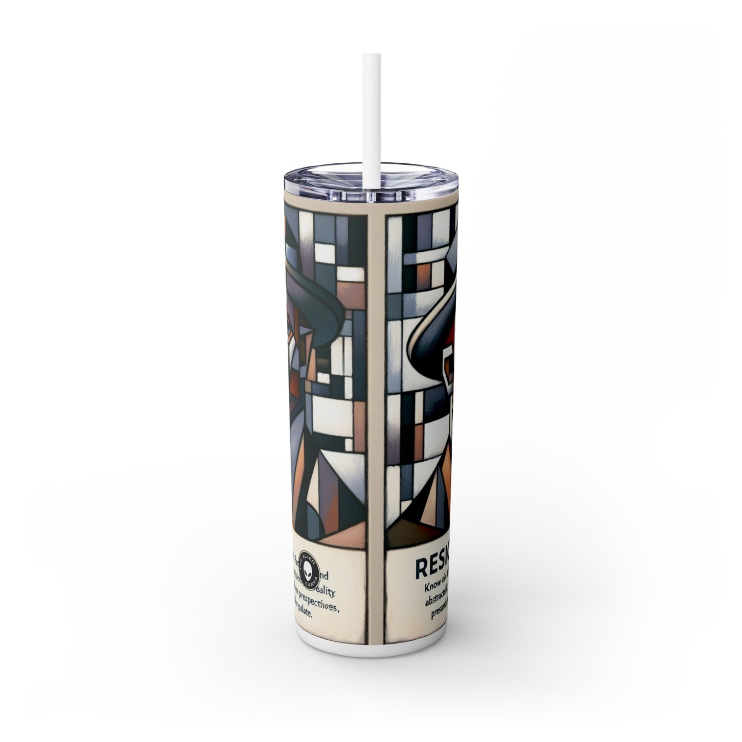 "Cubist Cityscape: Fragmented Views of Urban Energy" - The Alien Maars® Skinny Tumbler with Straw 20oz Cubism