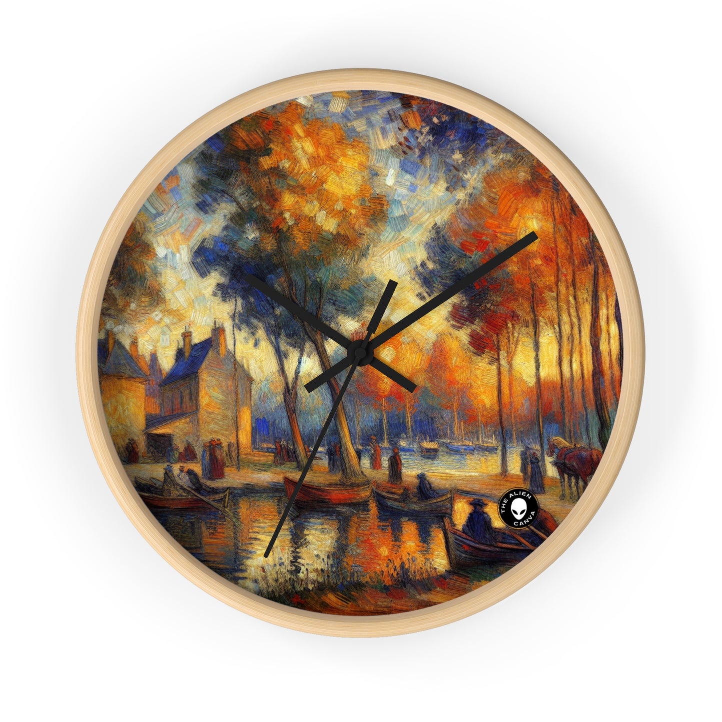 "Rainy Evening: A Post-Impressionist Cityscape" - The Alien Wall Clock Post-Impressionism