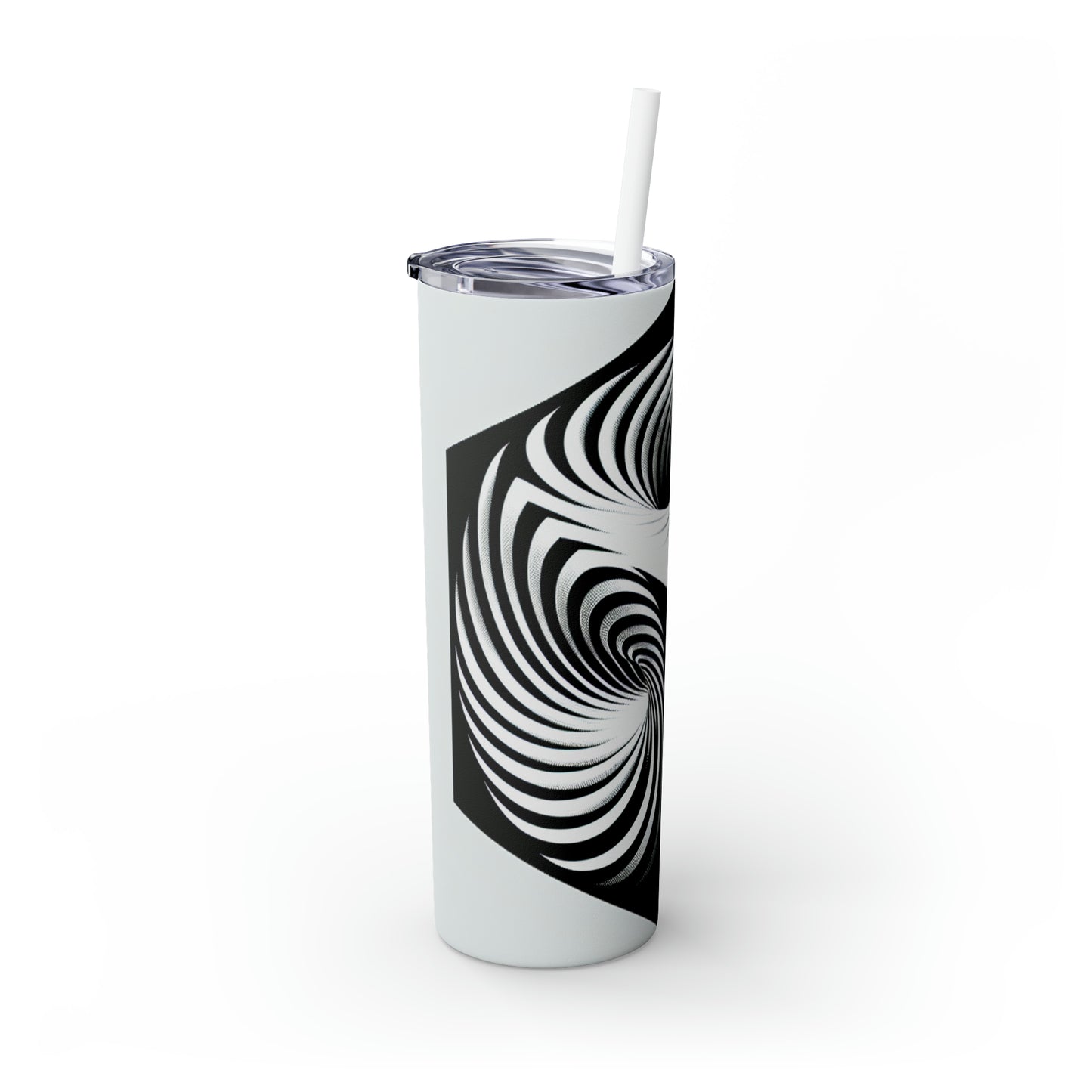 "Convolutional Cube: An Optical Illusion of Unceasing Movement" - The Alien Maars® Skinny Tumbler with Straw 20oz Op Art