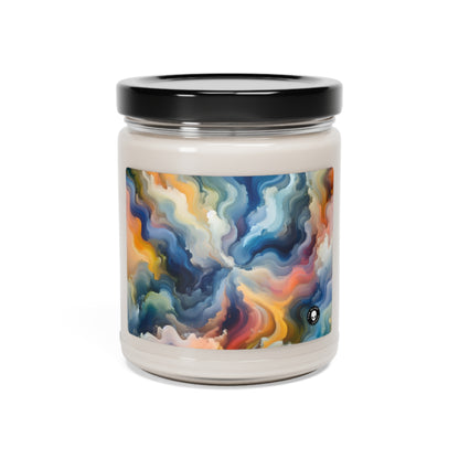 « Réflexions au coucher du soleil : une peinture de champ de couleur sereine » - La bougie de soja parfumée Alien 9oz Peinture de champ de couleur